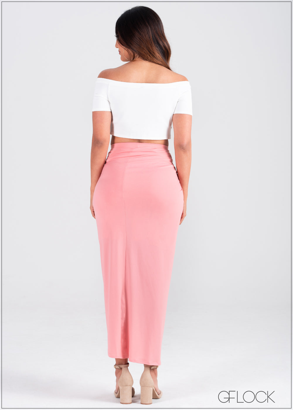 Pink Asymmetrical Draped Skirt - 386 ...